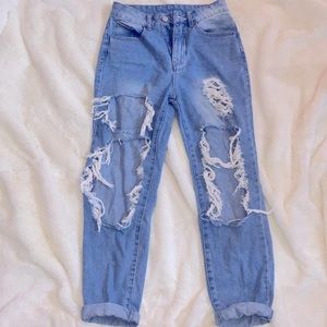 High waisted, ripped, mom jeans. LIKE NEW